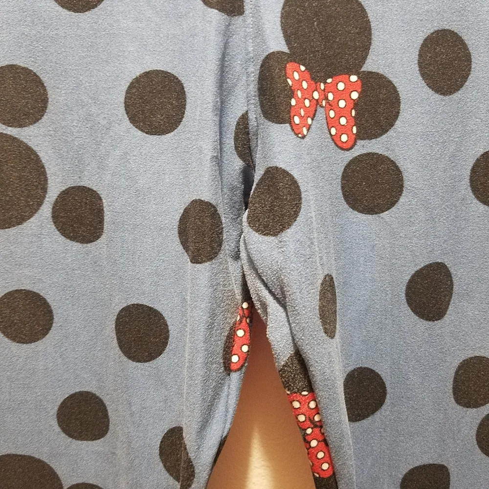 LuLaRoe x Disney Minnie Mouse Blue Leggings Polka Dots One Size Lounge Pants S M - Picture 6 of 9